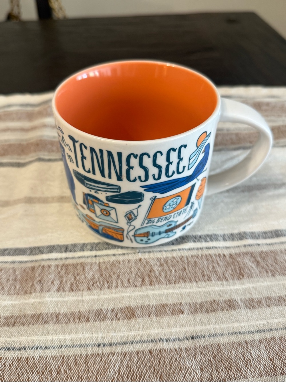 Starbucks Been There Series Tennessee Mug - White Exterior with Orange Interior